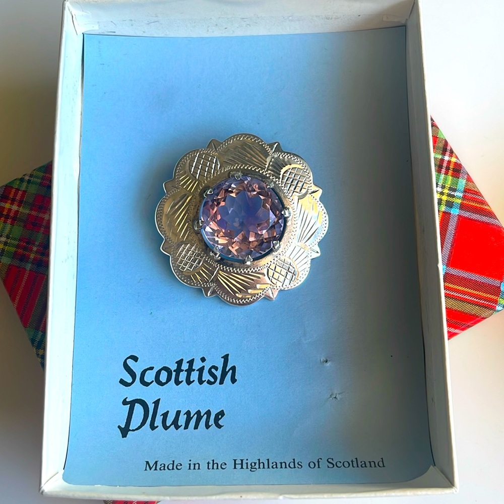 Sterling, silver, and amethyst, Scottish brooch